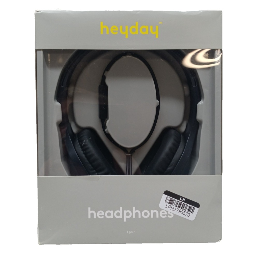 Heyday Wired On-Ear Padded Headphones Built In Microphone‎ in Black